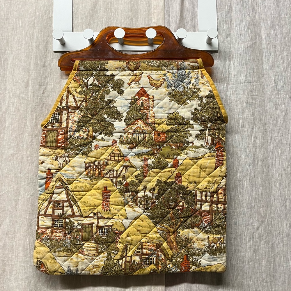 Vintage Quilted Tote with Acrylic Handles